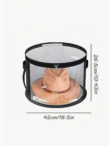 1pc Foldable Round Brim Hat Storage Box, Travel Hat Organizer, School Supplies, Study Accessories - Multicolor - View 2
