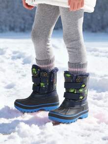 Kids Snow Boots For Boys And Girls, Water-Resistant Winter Ankle Boots With Anti-Slip Sole, Warm Cozy Thermal Footwear For Toddler Little Big Kid Outdoor Sport - 綠色 - 查看 3