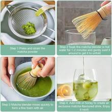 Matcha Set, Afenau 5-Piece Matcha Whisk With Shovel Strainer Matcha Spoon, Ceramic Matcha Broom Set Without Powder, Matcha Whisk, Matcha Tea Set, Matcha Tea Set Beginners - 灰色(天灰色) - 查看 7
