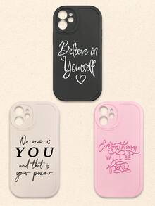 3件套多色字母印花手机壳，带摄像头保护，兼容和Galaxy智能手机 - 彩色 - 查看 12