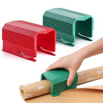 Cortador universal de papel de regalo - Juego de cortador deslizante de papel | Incluye cuchillas reemplazables para envolver regalos de Navidad/cumpleaños, manualidades y cortar cinta y bobinas de envoltura (herramienta de empaque eficiente para el hogar, la oficina de correos y las tiendas de regalos)