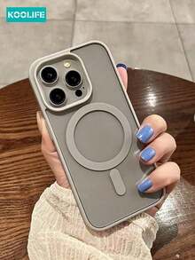 Koolife 1pc Acrylic Magnetic Wireless Charging Anti-Drop Slim Candy Color TPU Edge Phone Protective Case Compatible With  17 ProMax/17/17 Pro/17 Air/16/16 ProMax/16 Pro/16/15/15 Pro/15 ProMax/15 Plus/14/13/12/11.Holiday Phone Accessories.Family 16 Case Cheap Silicone Phone Case 17 Pro Case 17 Pro Max Case 16 Pro Max Case Girlfriend Or Boyfriend - 灰色 - 查看 6