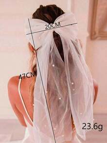 1pc White Bride Birdcage Veil, Faux Pearl Mesh Veil, Simple Style For Wedding Registration, Short Veil For Party, Faux Pearl Hairclip, Wedding Dress Accessory, Simple Design Veil Hair Clip Valentine's Day Valentines-Halloween,Christmas,Fall,Winter, Supplies,