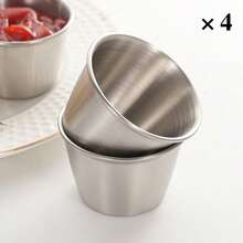 2/4/8 Stücke 304 Edelstahl Gewürz- und Saucennäpfe, 75ml Mini Dipschälchen, wiederverwendbare Metallramekins, gewerbliche Qualität, multifunktional, ideal für alle heißen und kalten Soßen, Einzelportionsschälchen für Zuhause und Restaurant