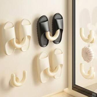 1pc Bathroom Suction Cup Slipper Rack, Wall Mounted Toilet Bathroom Storage Organizer Holder