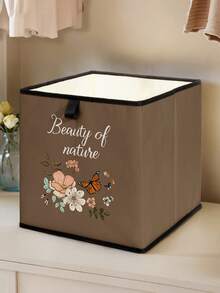 1pc Butterfly Floral Print Open Storage Box, Stackable Organizer Drawers, Durable Multi-Purpose Space-Saving Design For Home, Dorm, Household Organization, Under Bed Storage - Multicolor - View 5