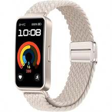 尼龙表带，兼容华为手环10/9/8，编织弹性表带，运动表带，智能手表表带，柔软透气，替换表带，磁扣，男女通用 - 彩色 - 查看 1