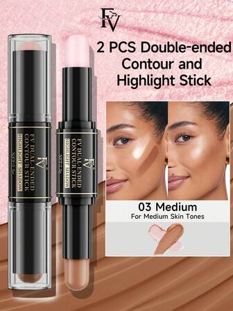 FV Waterproof Highlighter Stick - Warm-Tone Dual-Ended Highlighter & Contour Stick Brightens Nose Shadows Multi-Functional Contouring Stick Brand Beauty Makeup Cosmetics Facial Makeup Designed For Women & Girls The Perfect Choice For Fall/Winter Y2K Dreamy Fashion Ideal Pick Birthday & Christmas Party Gift Top Choice Best Color Payoff