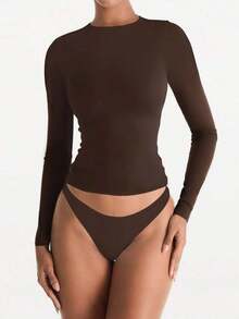 XLLAIS Fall Winter Spring Stretch Base Slim Top Women Casual Club Long Sleeved Hot Red-Shirt 88RQ - trắng - Xem 7