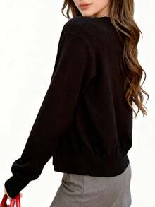 Cárdigan de punto para mujer - Superventas de otoño Novedad Top amarillo Prenda ligera para primavera/otoño Prenda de punto holgada - Negro - Ver 2