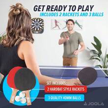 Essentials Duel 2 - Player Table Tennis Racket Set With 2 Pong Paddles 3 Balls - Pips Out Hardbat Pong Rackets Great All Playing Levels Ages - White Pong Balls - Duel Set - View 3