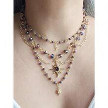 Chic Celestrialcore Grunge Necklace With Star Of Sirius Pandent Grunge Fairycore Necklace Cottagecore Necklace For Women Girls Y2K Jewelry Gift For Her - Vàng - Xem 4