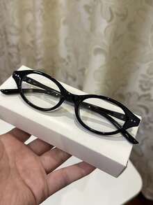1pc Women's Casual Retro Oval Frame Red Plain Glasses, Suitable For Daily Wear And Street Photography - Multicolor - View 9