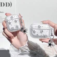 1个装时尚苹果耳机保护套，星形3D结饰，闪亮星形元素，带星形吊坠，保护性强，防尘，时尚美观，适合青少年和年轻人，日常使用和送礼皆宜。