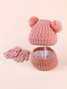 3pcs Kids Winter Knitted Hat, Scarf And Gloves Set, Unisex Warm Accessory Set For Toddlers, Children - Three-piece Knitted Hat - View 31