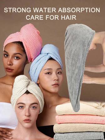 Ultramjuk ultrafin fiberhandduk - snabbtorkande, superabsorberande, lämplig för kvinnor och flickor, skonsamt vårdar lockigt eller skadat hår, enfärgade badtillbehör hatt, duschmössa, hårprodukter och accessoarer för frisörsalong