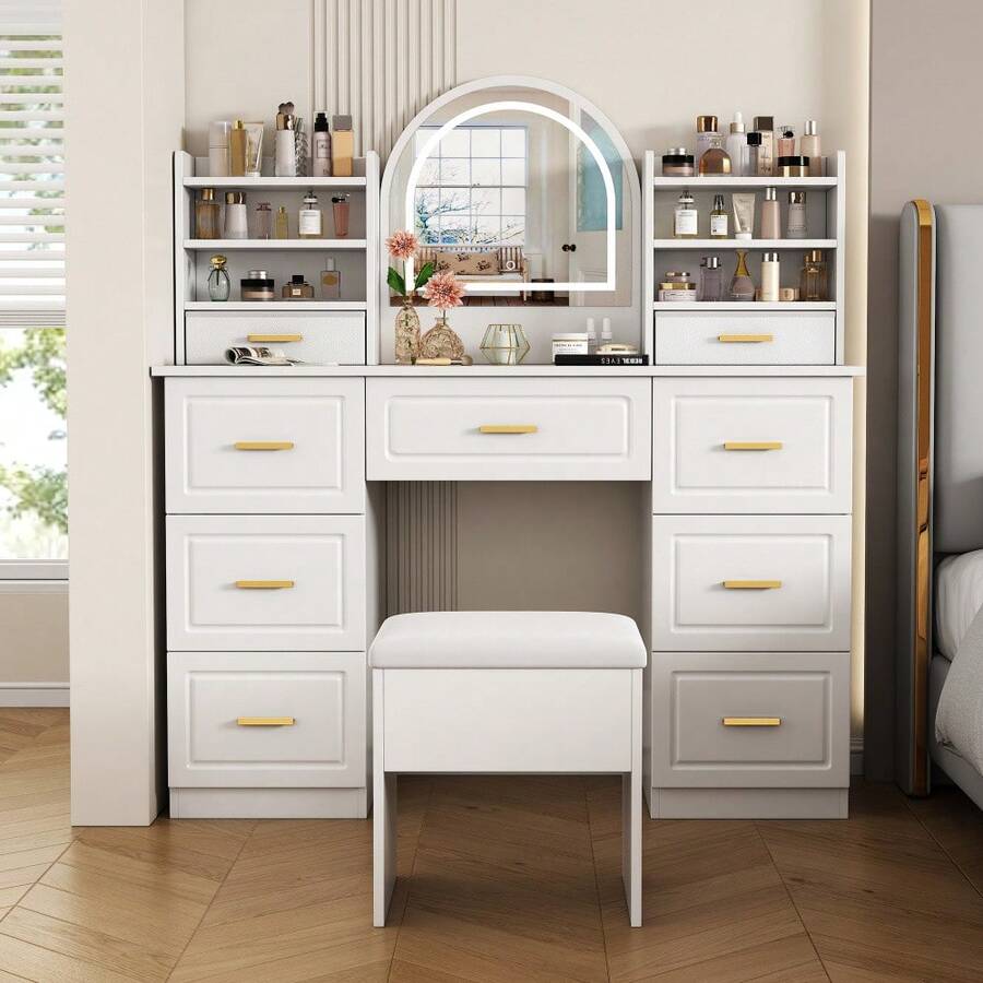 Vanities & Vanity Benches - White + Particle Board-1 - View 1