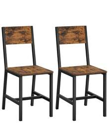 VASAGLE - Juego de 2 sillas de Comedor rústica de Madera con Marco de Acero metálico, fácil de Montar, Asiento cómodo, Moderna Silla de Granja para Cocina, recámara, Sala de Estar, café rústico y - Amarillo - Ver 1