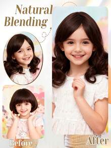 儿童假发和发片 - 黑色直发假发、儿童刘海、合成波波头假发、角色扮演、日常佩戴 - 黑色 - 查看 6