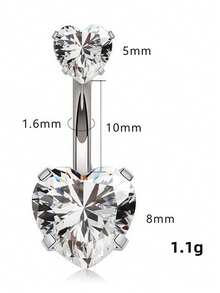 VJS 1pc Floating Titanium Belly Button Ring, Low Allergy G23 Titanium Internal Threaded Navel Piercing Jewelry, 14G, Women - Silver - View 8