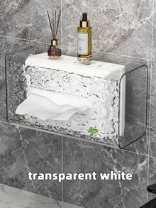 Glacier Pattern Covered Tissue Box, Wall-Mounted Facial Tissue Holder, Luxury Style Facial Tissue Box For Bathroom, Living Room, Kitchen, Bedroom, Wall-Mounted Tissue Box - Multicolor - View 14