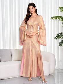 2024 Autumn And Winter Women's Split Jumpsuit, Daily Casual Halloween Party Outdoor Clothing - Dusty Pink - View 3