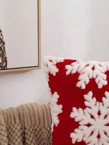 1pc Plush Tree, Deer & Snowflake Design Throw Pillow Cover, Suitable Living Room, Bedroom, 4 Seasons Decor,