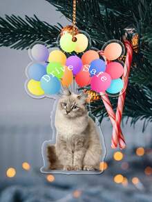 2025年个性化定制照片装饰品，亚克力气球宠物装饰，汽车挂饰，树挂家居装饰，纪念品礼物，流行节日纪念品，个性化装饰品，送给家人朋友、宠物爱好者或司机，独特的圣诞礼物，冬季交换礼物，纪念装饰品 - 貓咪氣球 - 查看 7