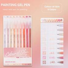 Gel Pens With Fine Point 0.6mm, 9 Colors Drawing Pencils For Adult Coloring Books Smooth Writing Pen Set For Journaling(Colour Of Skin){Inchcolor_nameinch:InchColourofSkininch} - Màu da - Xem 3