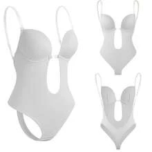 3 Pcs Multiple Sizes Available Shapewear From Europe And America, Deep V Invisible Shoulder Straps, Waist Cinching Corset, Leaked Shoulder Straps, Bra Shaping Jumpsuit - 白色 - 查看 8