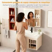 Lavamanos Grande Cerámico Integrado Con Espejo Y Gabinete - Multicolor - Ver 6