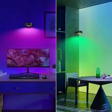 HORKEY Lámpara para Cuadros Paquete de 3, 13 RGB Color Led Magnético para Cuadros de Arte, Lámpara de Pintura Inalámbrica con Mando a Distancia, Decoración de Pared para Fiestas (Dorado-RGB) - Negro-RGB - Ver 7