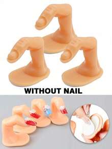 Nail Art Practice Hand, With Or Without Fake Nails, Realistic Fake Fingers, Carved & Painted Nail Art Sticker Display Model