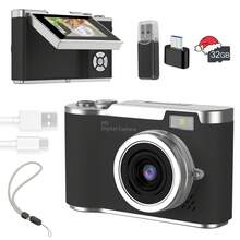 Fotocamera digitale, fotocamera ad alta definizione adatta per fotografia, registrazione video, messa a fuoco automatica, fotocamera ad alta risoluzione, anti-shake, zoom digitale 8x e fotocamere digitali, adatta come regalo di compleanno, Capodanno e Natale per principianti adulti