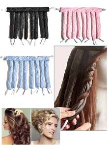 No-Heat Octopus Curling Hair Band, No-Heat Curling Iron, 8 Detachable Curling Claws, Adjustable Hair Band, Soft Satin No-Heat Curler, Suitable For Long Hair, Slouchy People Sleep Curling Tool, No Need For Ironing, Non-Damaging, Girls Sleep Curling Rod, Create Fluffy Big Waves, Fluffy Curling Cap, All-Night Sleep Curling Tool, Create Soft Wavy Curls - Multicolor - View 6