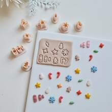 Christmas Series Jewelry Making Kits, Embossed Bookshelf Polymer Clay Cutters For Earrings & Jewelry Making, Debossing Tree Gift Box House With Snowman Star Leaf Gingerbread Man Crutch Snowflake Pattern Clay Molds For Pendant & Necklace Maker, Gift For Book Lovers, Book Earrings