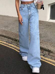 Mobula Sound#Fashionable Straight-Leg Denim Pants, Casual & Versatile For Spring/Summer Music Festival, Elegant For Women/Students