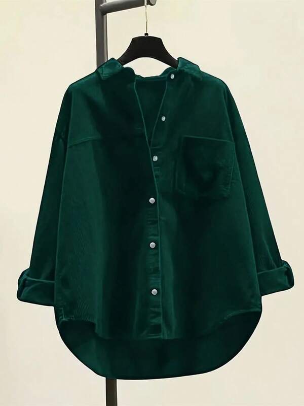 Blessings of Love Damen Cord Knopf Locker Lässig Langarm Elastisch Strickjacke Mit Taschen, Geeignet für Herbst, Strickjacke für Damen, Bequeme Oberbekleidung, Schichtung im Winter, Modische Strickjacke, Elegantes Design, Robuste Struktur, Cord Stoff, Knopfleiste, Große Größen Strickjacke, Herbstbekleidung, Lässige Enthusiasten Einfarbig Gewebter Stoff Knopfleiste Tasche Strickjacke Hemd Alltag Herbst