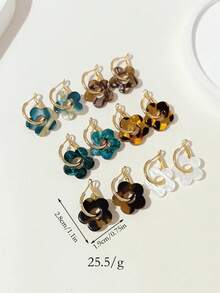 6 Pairs Fashion Acrylic Pendant Earrings, Suitable For Women's Jewelry, Made Of Hypoallergenic 316 Stainless Steel Hooks, Super Cute Rotating Design - Multicolor 6-pair Set aN - View 5