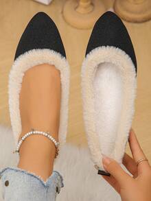 Black Fabric With Fine Lines and Apricot Fur