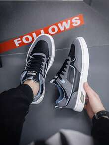 Zapatillas deportivas casuales antideslizantes masculinas, zapatillas deportivas con tirantes bajos, zapatillas casuales con tirantes bajos transpirables masculinas, zapatillas de skate casuales masculinas, zapatillas de skate bajas de moda, zapatillas de skate de moda casual, zapatillas deportivas blancas transpirables con malla en verano - Negro - Ver 3