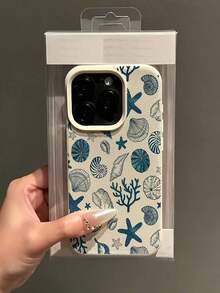1pc White Starfish & Shell Pattern Full Coverage TPU Shockproof Phone Case, Compatible With IPhone 16, 15, 14, 13, 12, 11 Pro Max, Series - Style 2 (1 Piece) - View 4