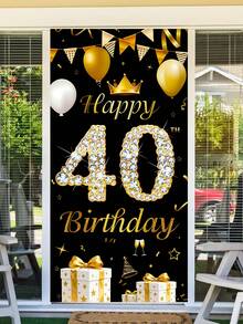 18th Happy Birthday Black And Gold Background Arch, Gold Balloon Gift Background Board, Party Banner Decoration, Birthday Celebration Party Supplies, Photo Booth Decor - Black - View 7