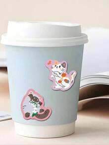 SCXXBSW 50pcs Flower And Cat Cute Graffiti Waterproof Sticker Pack Cool Cartoon Stickers Suitable For Laptops, Skateboards, Suitcases, Etc. - Perfect DIY Gift For Art Enthusiasts,For School Supplies,Back To School - 彩色 - 查看 5