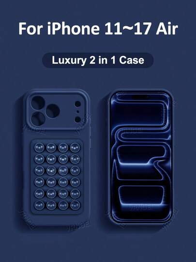 VOUVI Étui de protection en silicone avec ventouse compatible avec 17, 14, 12, 11, 13, 15, 16 Pro Max, 16, 15, 14 Plus, 16 E, 17 Air. Couleur unie, design d'affaires minimaliste et luxueux, accessoires de téléphone antichoc.