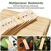 10 件/20 件/30 件木质空白书签，DIY 木制工艺品激光切割吊坠饰品（包括随机颜色流苏）