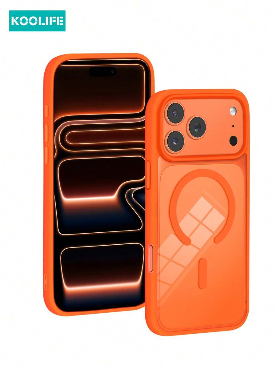 حافظة 1 قطعة من Koolife للآيفون 17 بشحن لاسلكي مغناطيسي مضاد للسقوط بتصميم رفيع، من البولي كربونات الملونة والحواف من مادة TPU، متوافقة مع آيفون 17 برو ماكس/17/17 برو/17 إير/16/16 برو ماكس/16 برو/16/15/15 برو/15 برو ماكس/15 بلس/14/13/12/11