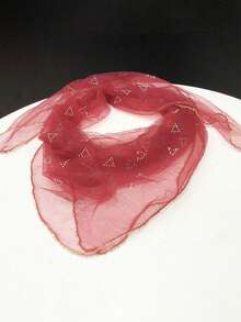 1pc Bandana Rhinestone Scarf, Women's Headscarf With Beaded Trim - Multicolor - View 1