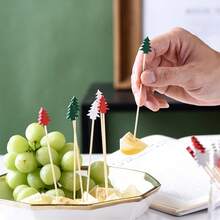50pcs/100Pcs Christmas Fruit Picks Dessert Buffet Salad Fork Cake Muffin Vegetable Sticks Cocktail Toothpicks Party Decoration - Multicolor - View 6