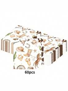 مناديل ورقية سميكة ناعمة ذات طبقتين بطباعة الغرب الأمريكي، مقاس مفتوح 33 سم * 33 سم، مناسبة لحفلات الزفاف والشاي وأعياد الميلاد والحفلات والزينة والمناسبات العطلات